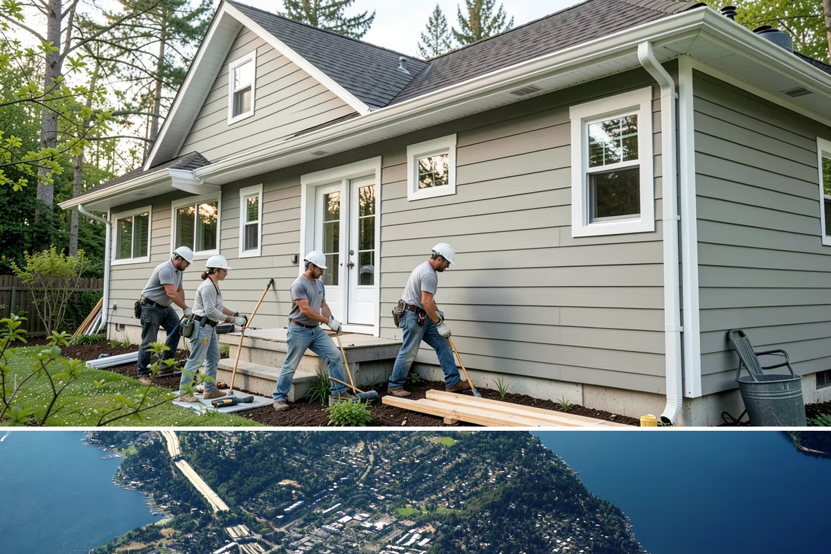 Waterfall Countertop Installation in Mercer Island, King County, WA - Waterfall countertops install indoors year-round, so the PNW climate never delays your island upgrade.