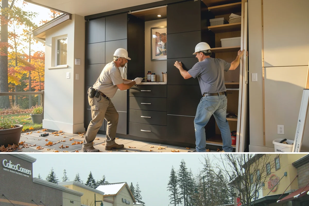 Waterfall Countertop Installation in Mill Creek, Snohomish County, WA - Waterfall countertops install indoors year-round, so the PNW climate never delays your island upgrade.