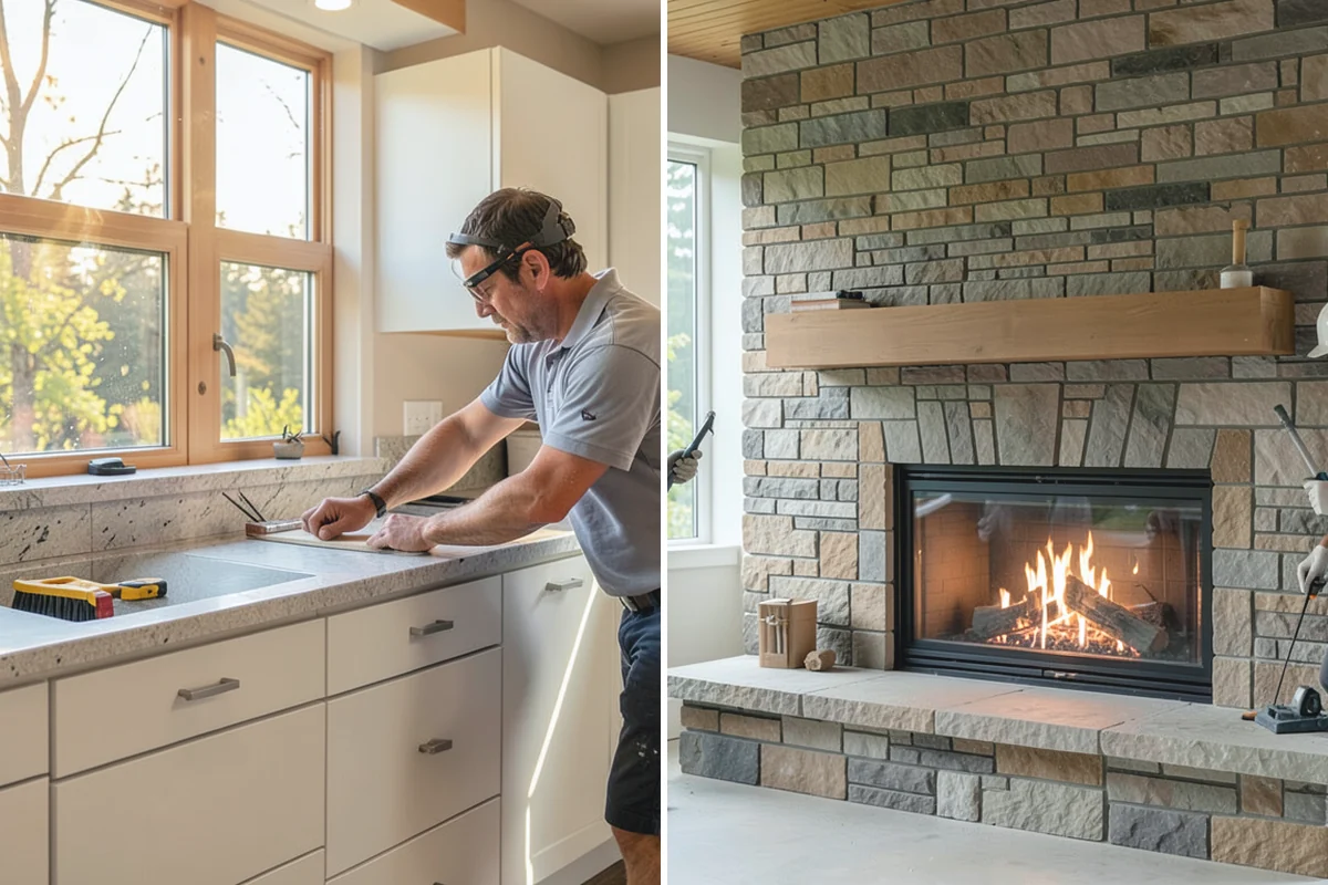 Waterfall Countertop Installation in Renton, King County, WA - Select the slab and plan vein-matched miters