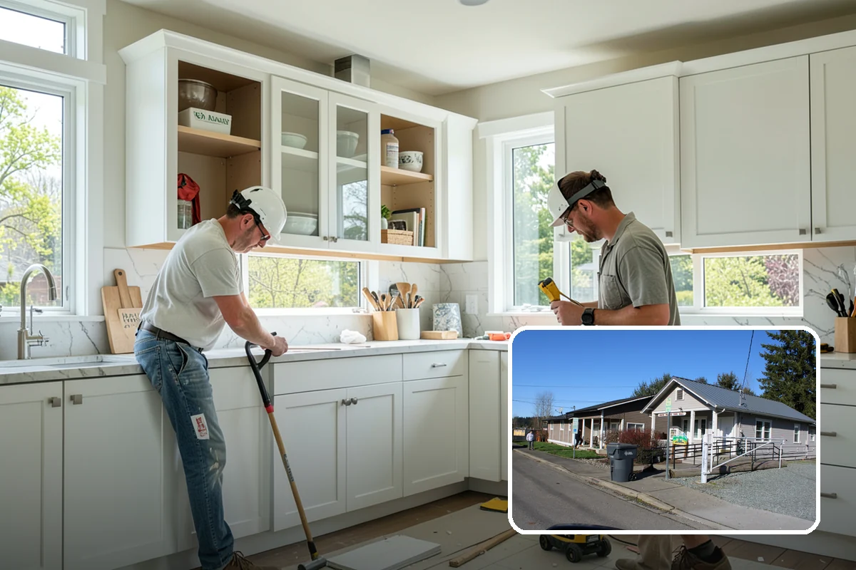 Waterfall Countertop Installation in South Prairie, Pierce County, WA - A bold, continuous vertical design line
