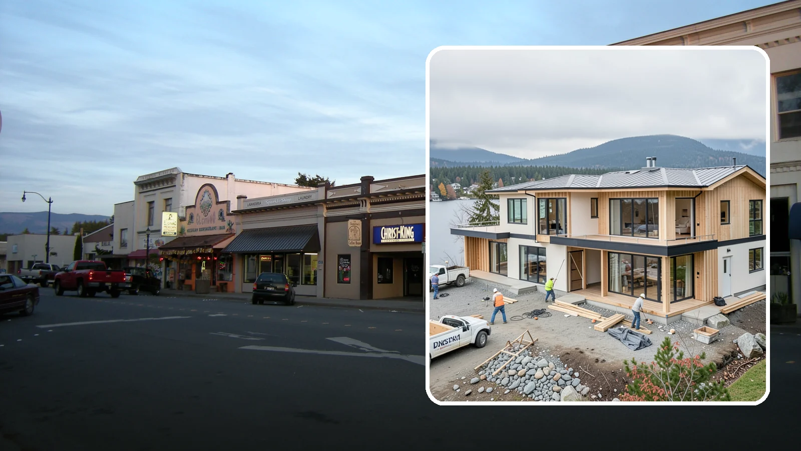 Waterfront Home Construction in Burlington, Skagit County, WA - Custom homes engineered for shoreline lots along Puget Sound, lakes, and rivers.