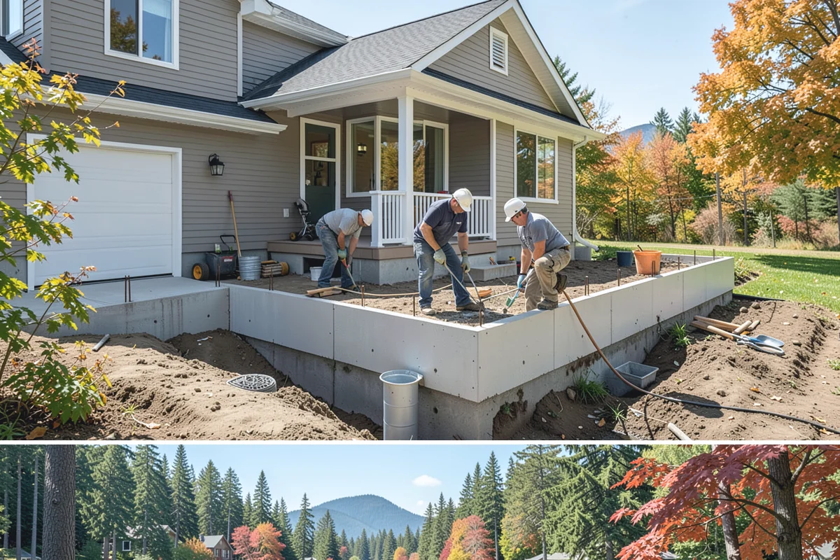 Waterfront Home Construction in Covington, King County, WA - Waterfront excavation and foundation work are scheduled for low-water summer conditions to keep the site workable and dry.