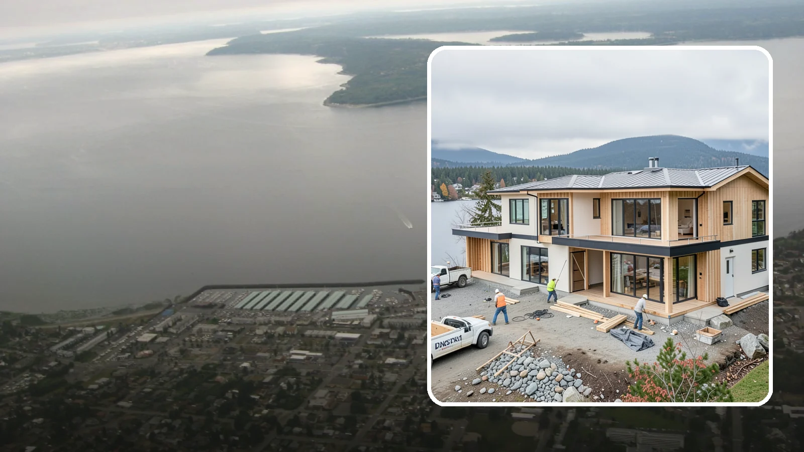 Waterfront Home Construction in Des Moines, King County, WA - Custom homes engineered for shoreline lots along Puget Sound, lakes, and rivers.