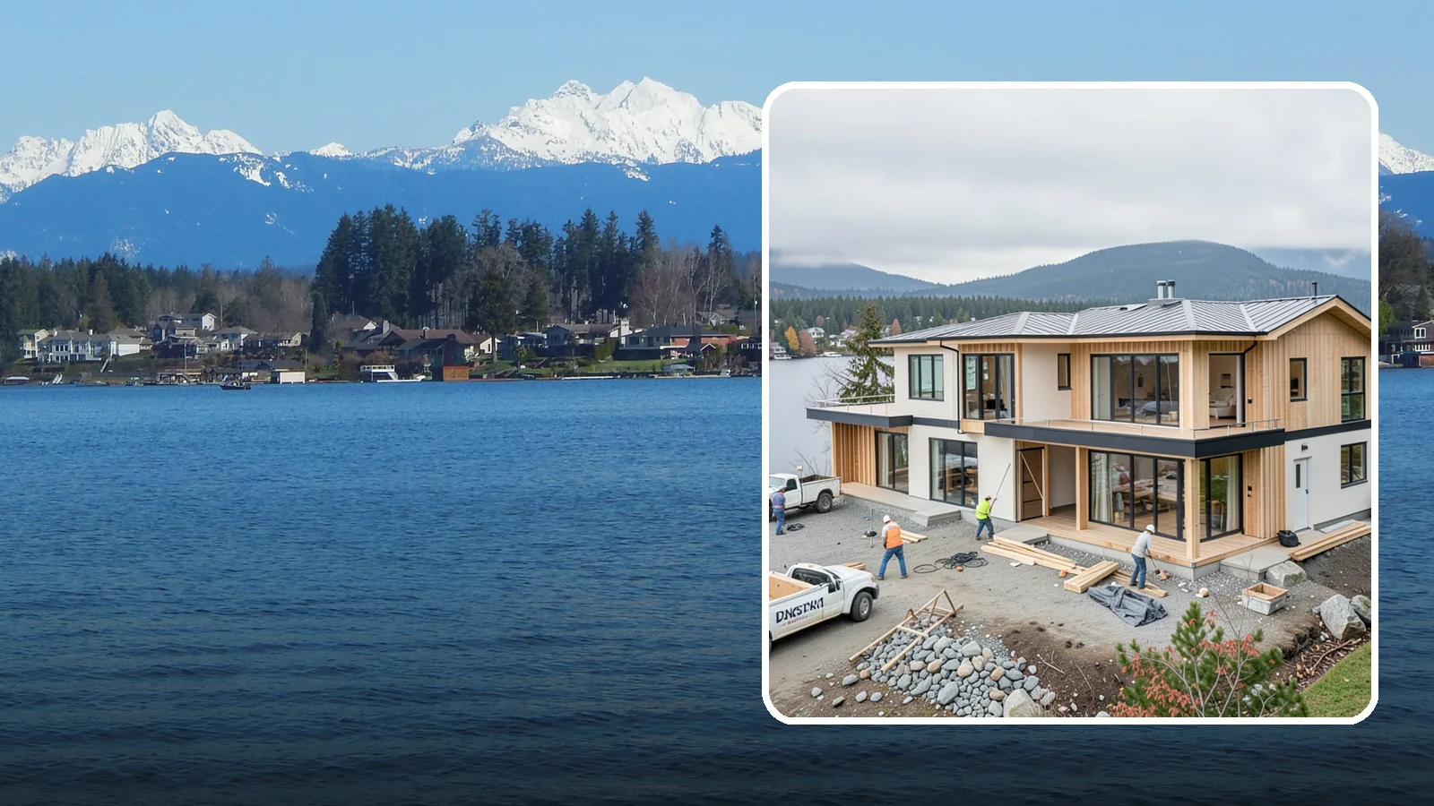 Waterfront Home Construction in Lake Stevens, Snohomish County, WA - Custom homes engineered for shoreline lots along Puget Sound, lakes, and rivers.