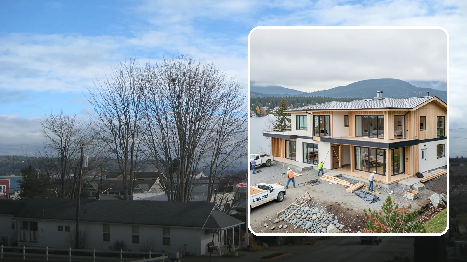 Waterfront Home Construction in Langley, Island County, WA - Custom homes engineered for shoreline lots along Puget Sound, lakes, and rivers.