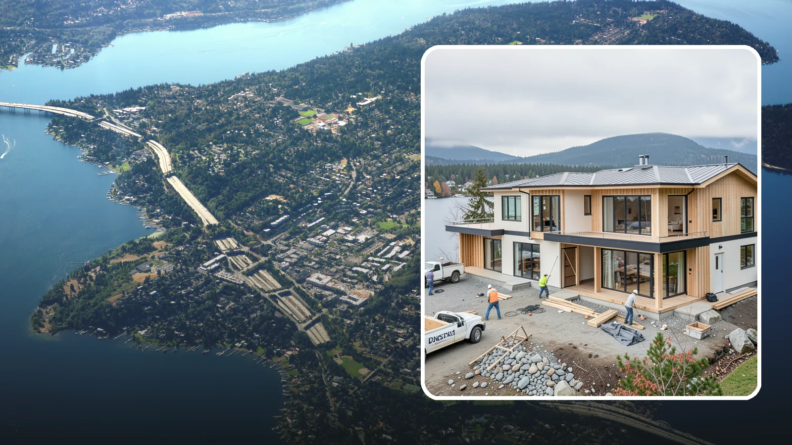 Waterfront Home Construction in Mercer Island, King County, WA - Custom homes engineered for shoreline lots along Puget Sound, lakes, and rivers.