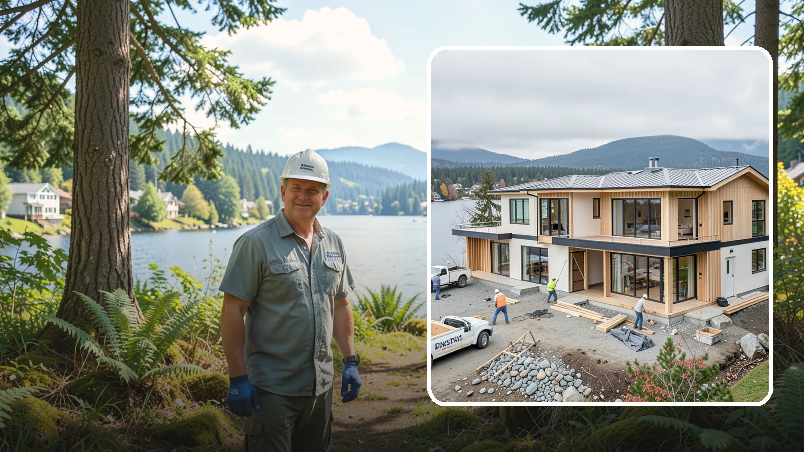 Waterfront Home Construction in Milton, King County, WA - Custom homes engineered for shoreline lots along Puget Sound, lakes, and rivers.