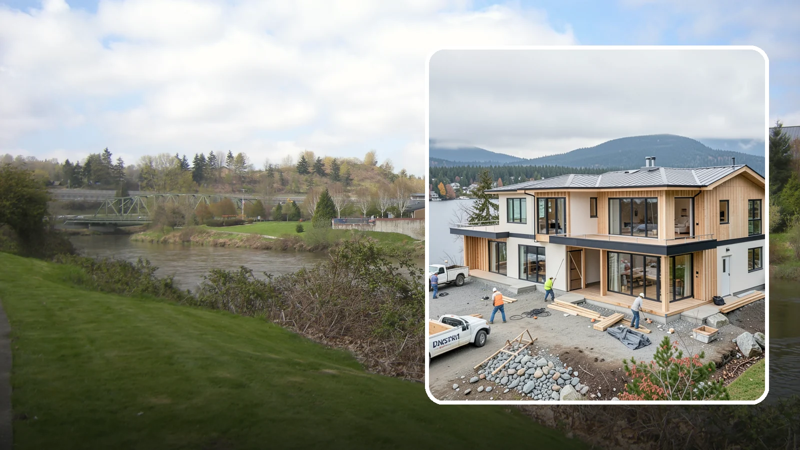 Waterfront Home Construction in Tukwila, King County, WA - Custom homes engineered for shoreline lots along Puget Sound, lakes, and rivers.