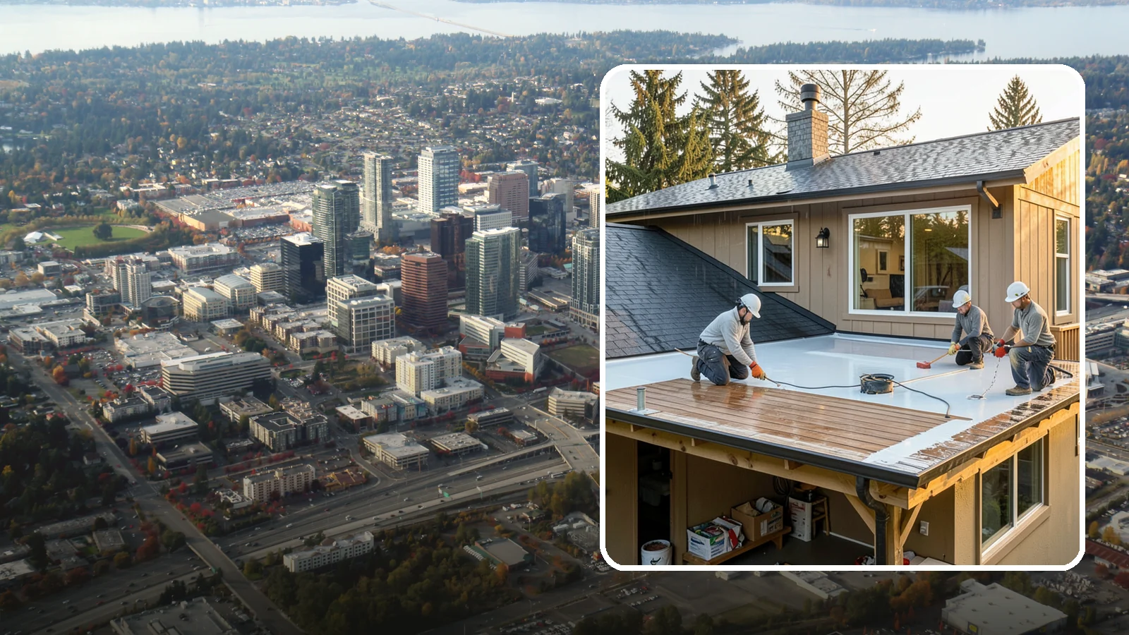 Waterproof Deck Coating in Bellevue, King County, WA - Waterproof deck coating that seals surfaces and protects the living space below from rain.