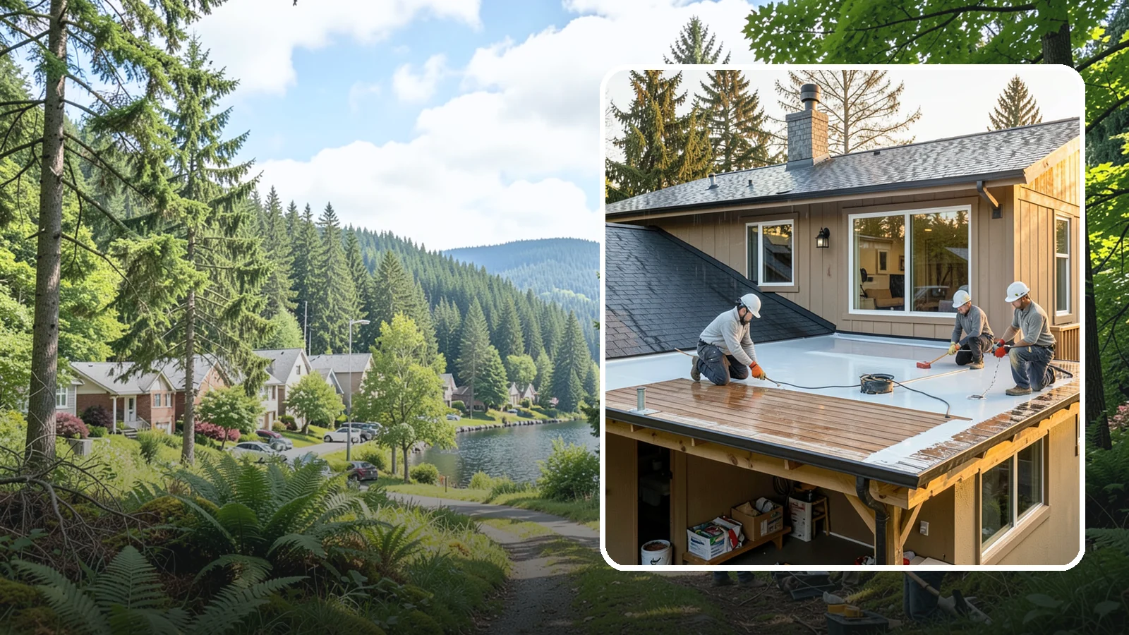 Waterproof Deck Coating in Lake Forest Park, King County, WA - Waterproof deck coating that seals surfaces and protects the living space below from rain.