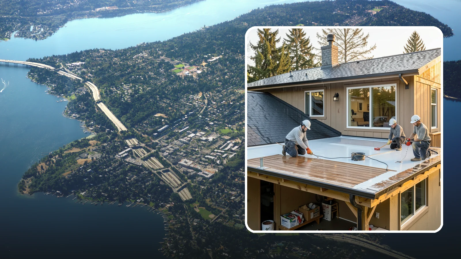 Waterproof Deck Coating in Mercer Island, King County, WA - Waterproof deck coating that seals surfaces and protects the living space below from rain.