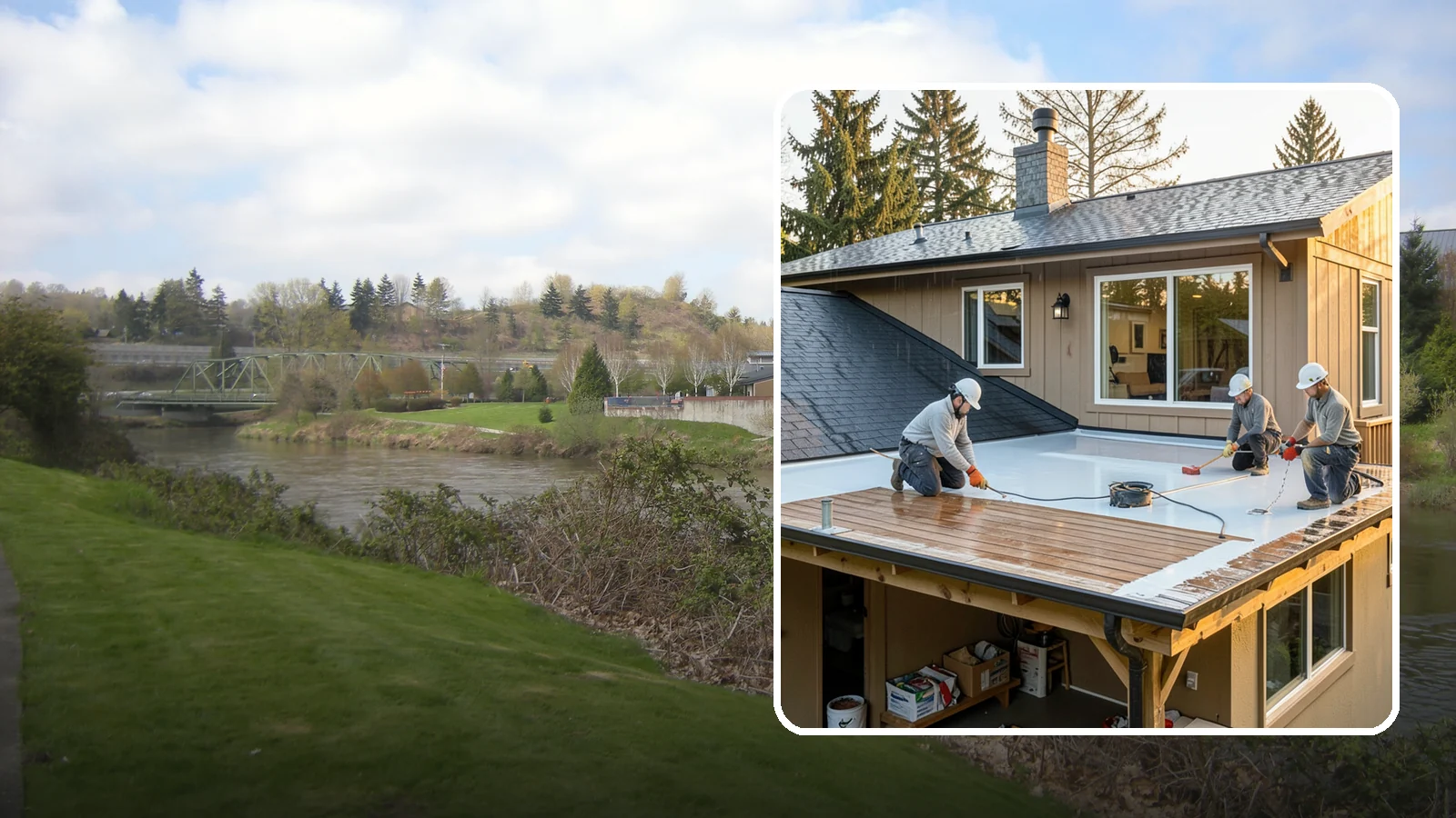 Waterproof Deck Coating in Tukwila, King County, WA - Waterproof deck coating that seals surfaces and protects the living space below from rain.