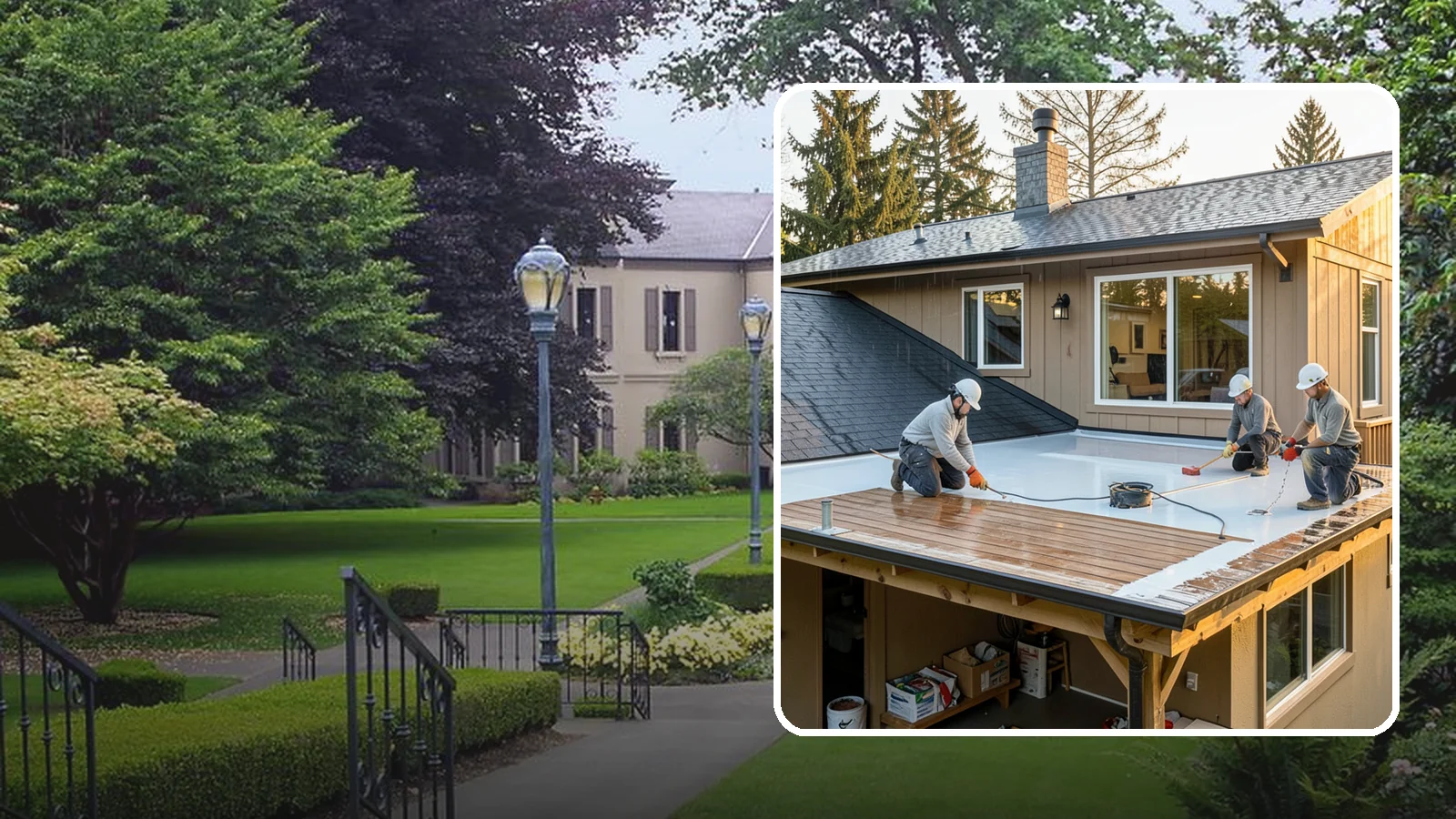 Waterproof Deck Coating in Woodinville, King County, WA - Waterproof deck coating that seals surfaces and protects the living space below from rain.