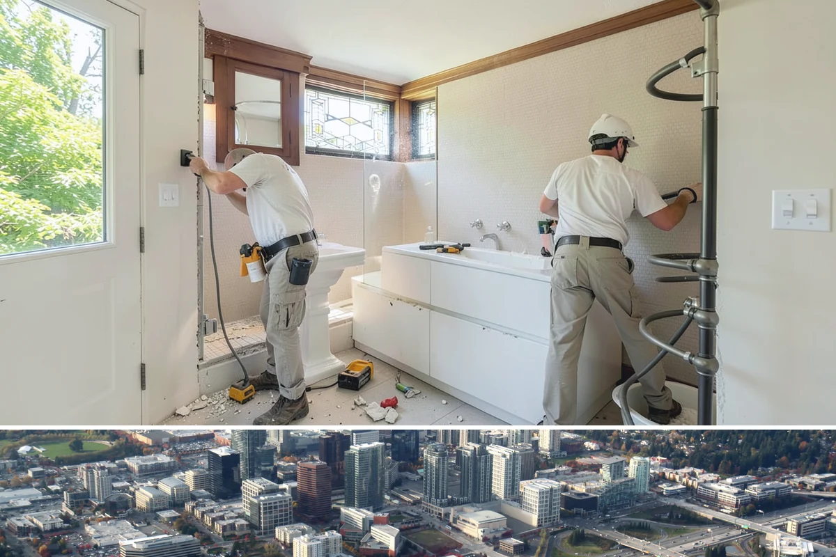 Wet Room Construction in Bellevue, King County, WA - Wet room builds involve extensive detailing best carried out during the slower winter schedule for uninterrupted focus.