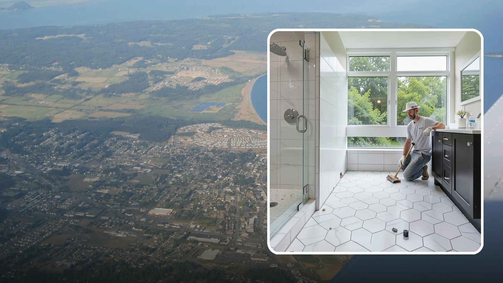 Wet Room Construction in Oak Harbor, Island County, WA - Wet room construction turns the entire bathroom into a fully waterproofed, open bathing space.
