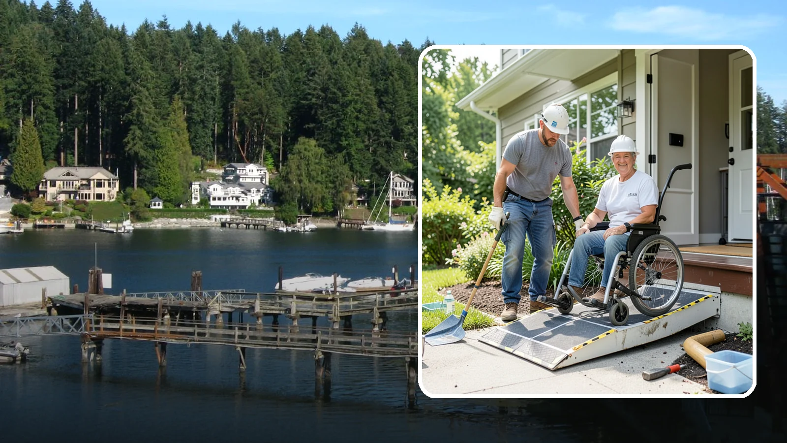 Wheelchair Ramp Construction in Gig Harbor, Pierce County, WA - We design and build code-compliant wheelchair ramps that make Western Washington homes safely reachable in any weather.