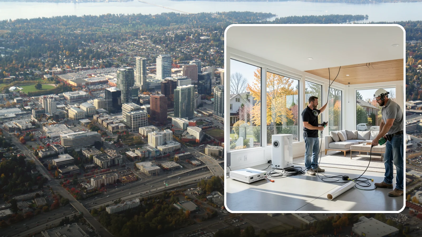 Whole-Home Audio Installation in Bellevue, King County, WA - We install whole-home audio that streams music seamlessly to any room, indoors or on the covered patio.