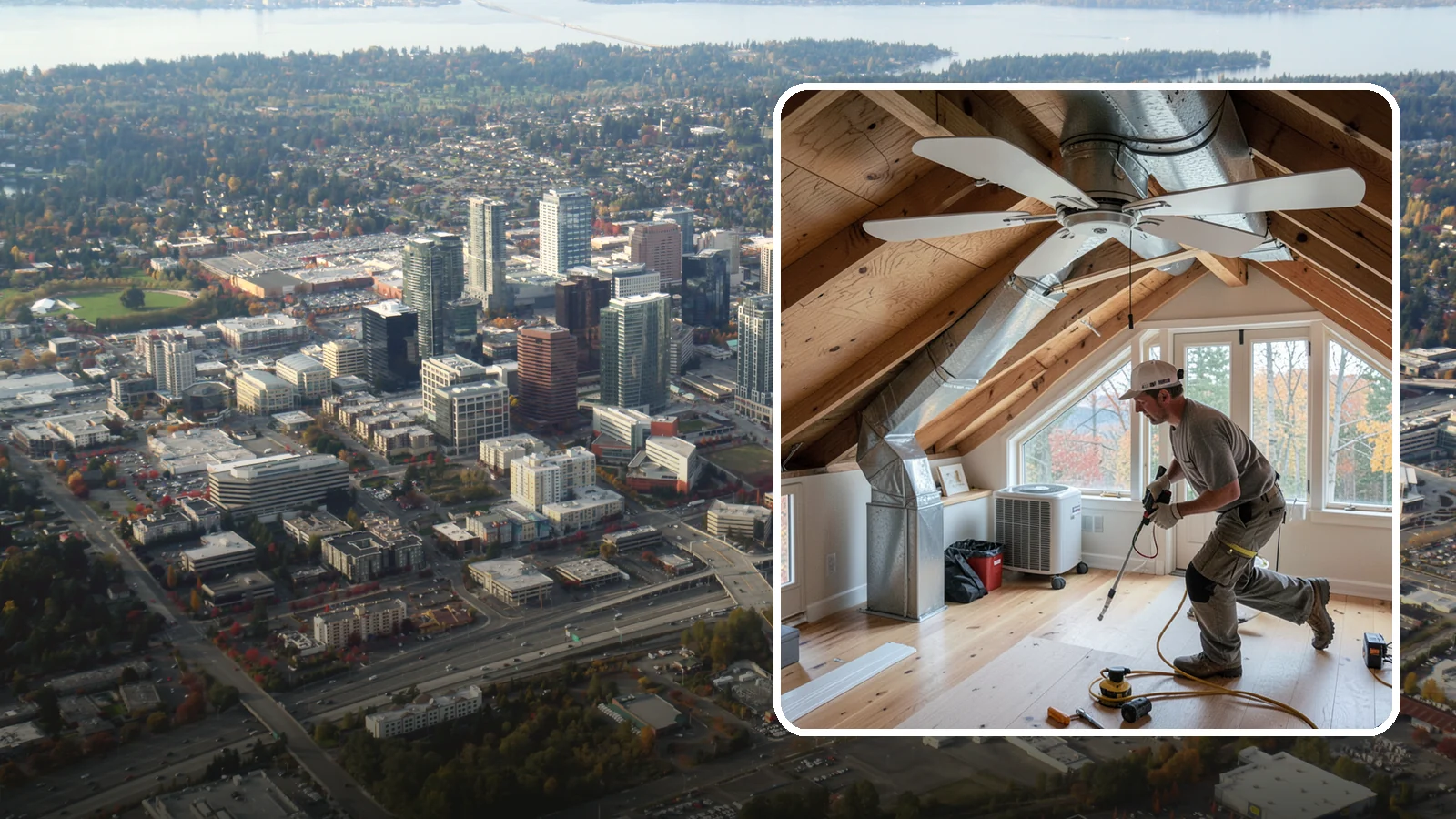 Whole-House Fan Installation in Bellevue, King County, WA - Whole-house fan installation that flushes out heat on warm Puget Sound evenings without AC.