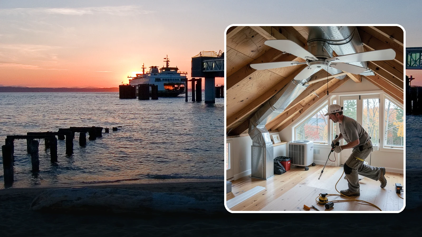 Whole-House Fan Installation in Edmonds, Snohomish County, WA - Whole-house fan installation that flushes out heat on warm Puget Sound evenings without AC.