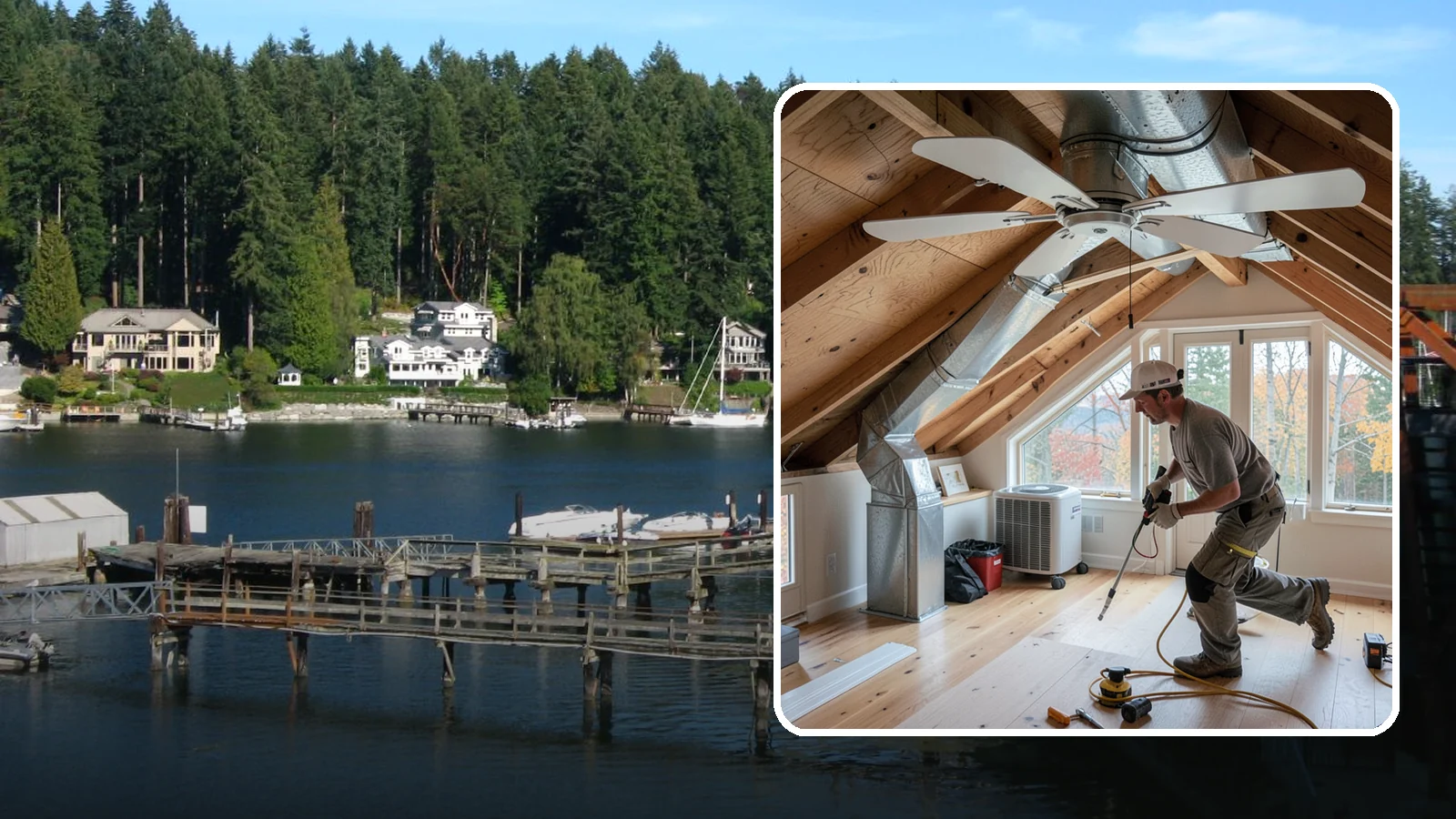 Whole-House Fan Installation in Gig Harbor, Pierce County, WA - Whole-house fan installation that flushes out heat on warm Puget Sound evenings without AC.