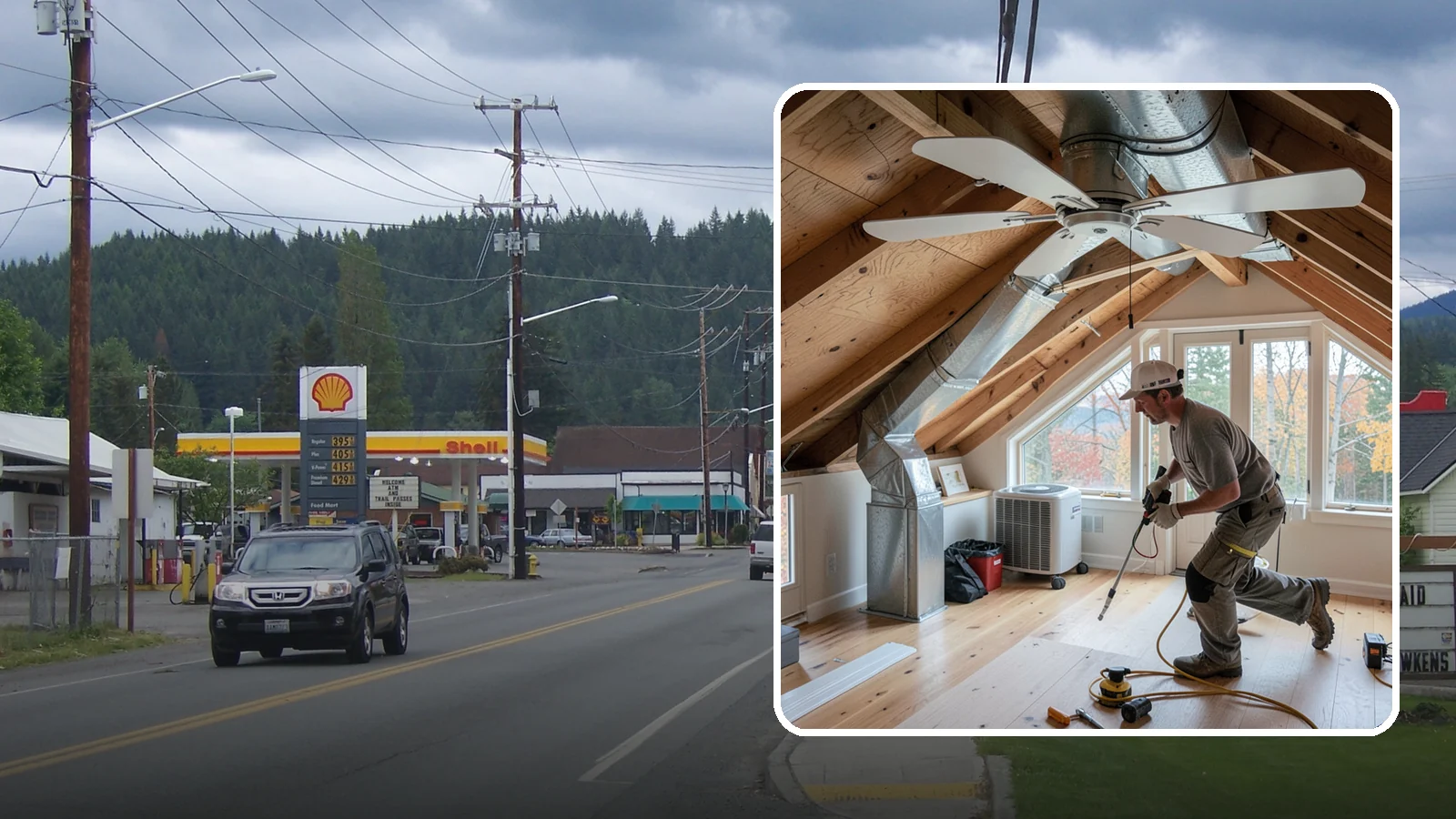 Whole-House Fan Installation in Granite Falls, Snohomish County, WA - Whole-house fan installation that flushes out heat on warm Puget Sound evenings without AC.