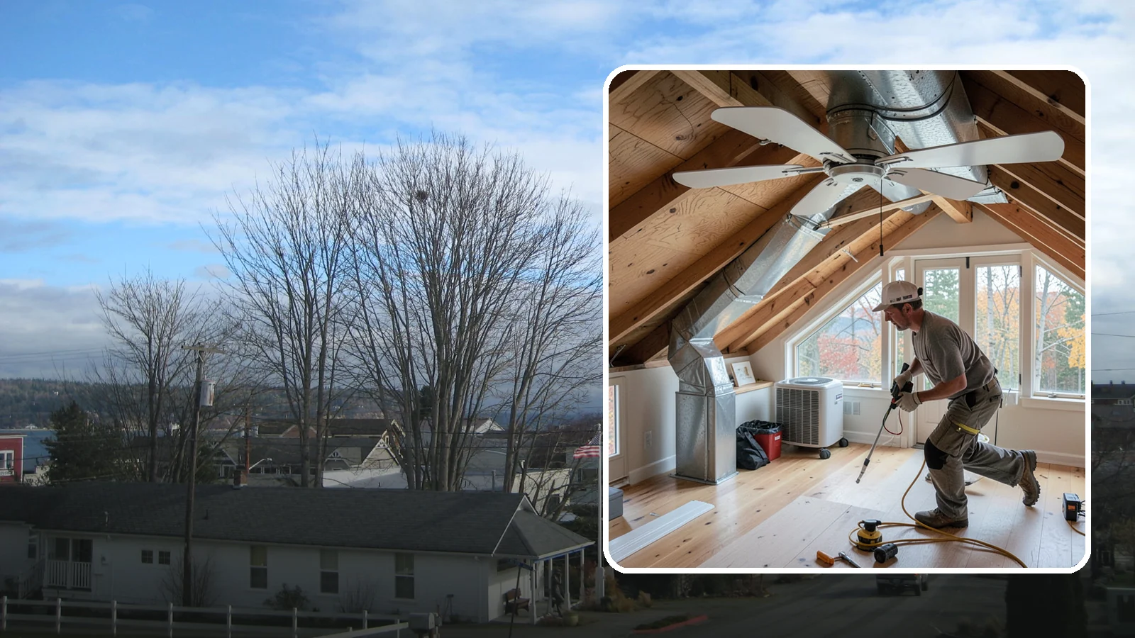 Whole-House Fan Installation in Langley, Island County, WA - Whole-house fan installation that flushes out heat on warm Puget Sound evenings without AC.