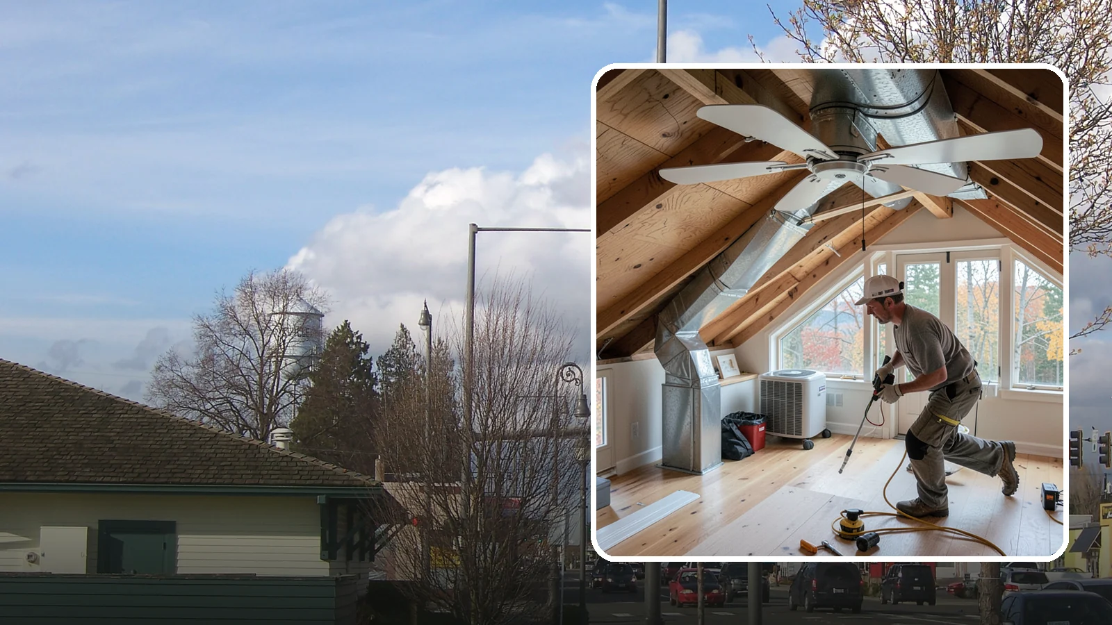 Whole-House Fan Installation in Marysville, Snohomish County, WA - Whole-house fan installation that flushes out heat on warm Puget Sound evenings without AC.