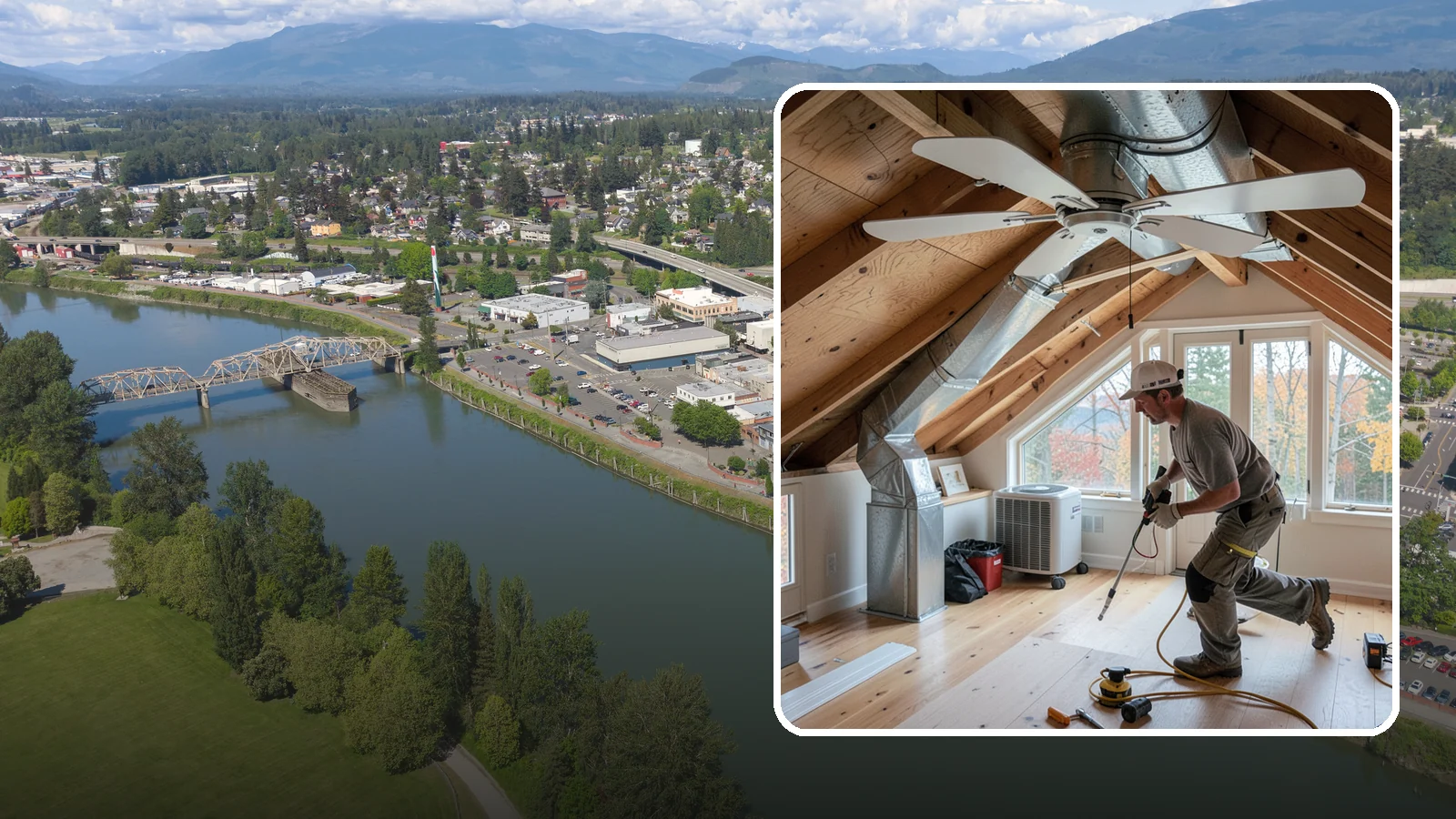 Whole-House Fan Installation in Mount Vernon, Skagit County, WA - Whole-house fan installation that flushes out heat on warm Puget Sound evenings without AC.