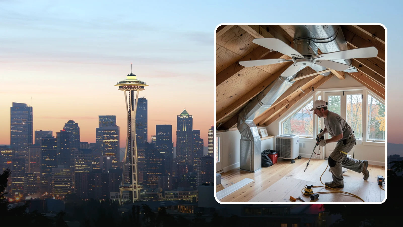 Whole-House Fan Installation in Seattle, King County, WA - Whole-house fan installation that flushes out heat on warm Puget Sound evenings without AC.