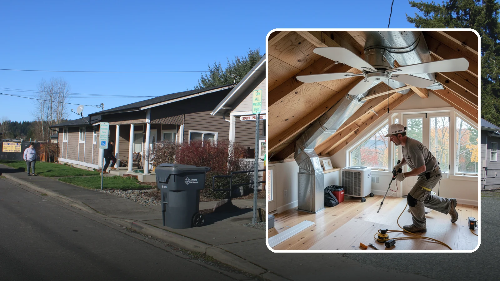 Whole-House Fan Installation in South Prairie, Pierce County, WA - Whole-house fan installation that flushes out heat on warm Puget Sound evenings without AC.