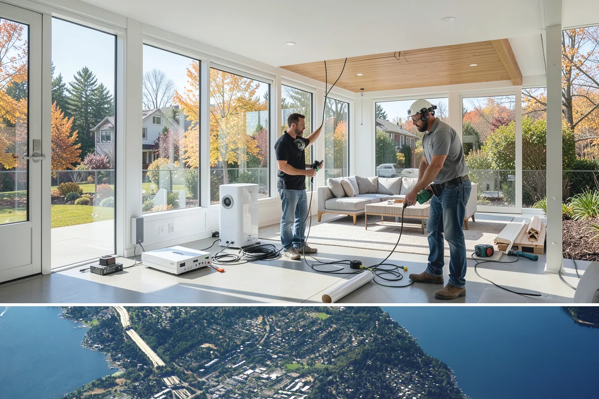 Whole-House Surge Protection in Mercer Island, King County, WA - Installing before fall and winter storms offers protection when surges are most common.
