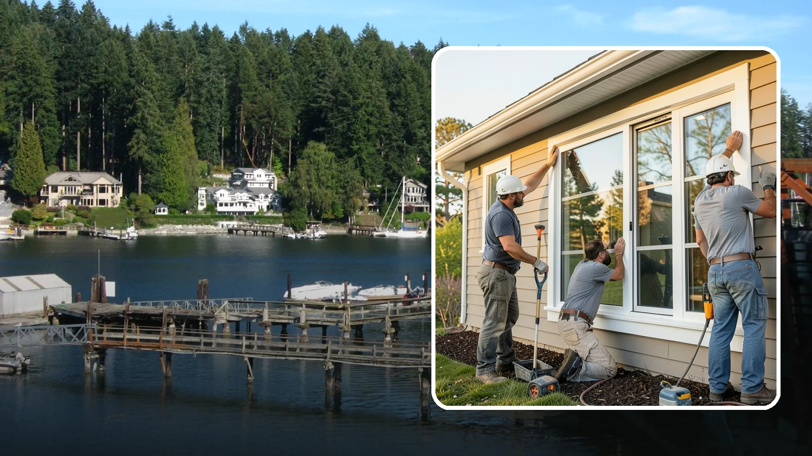Window Replacement in Gig Harbor, Pierce County, WA - Swapping out aged, failing windows throughout your home for modern, weather-tight units suited to Puget Sound's damp climate.