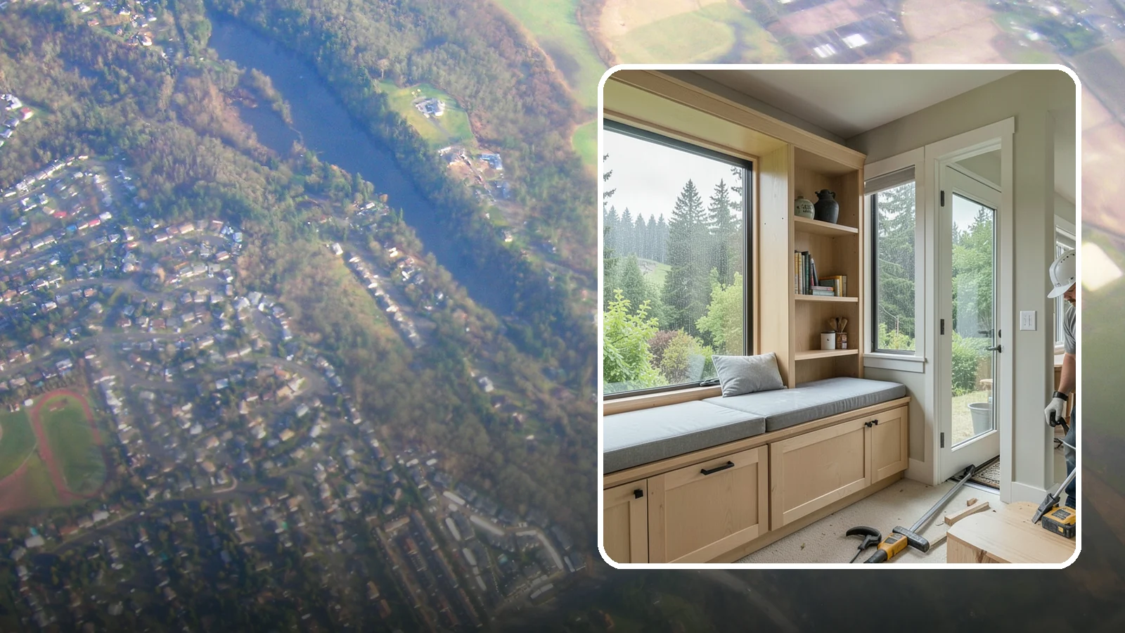 Window Seat Construction in Algona, King County, WA - A cozy custom window seat that adds seating, storage, and a favorite spot to watch the Northwest rain.