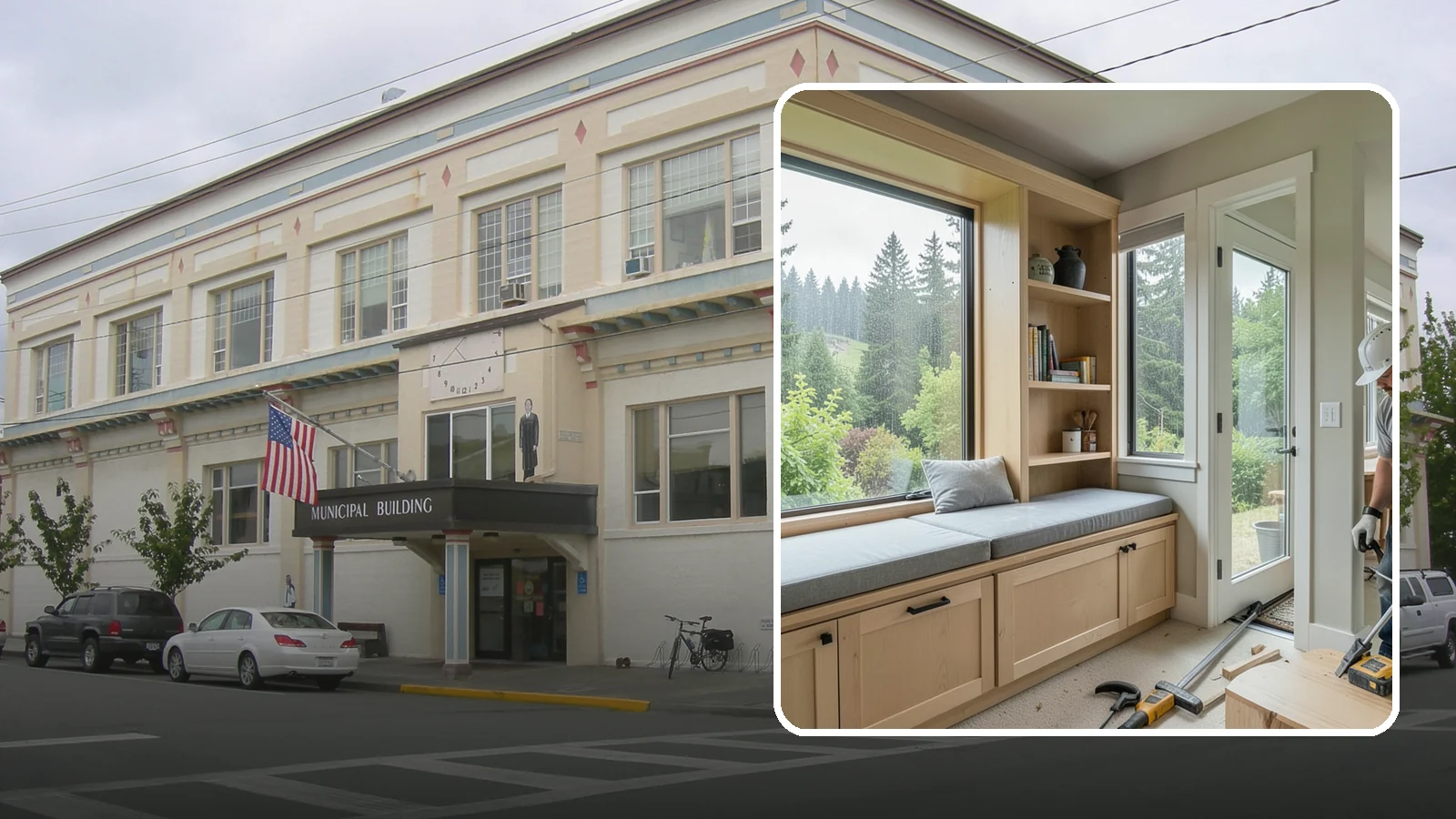 Window Seat Construction in Anacortes, Skagit County, WA - A cozy custom window seat that adds seating, storage, and a favorite spot to watch the Northwest rain.