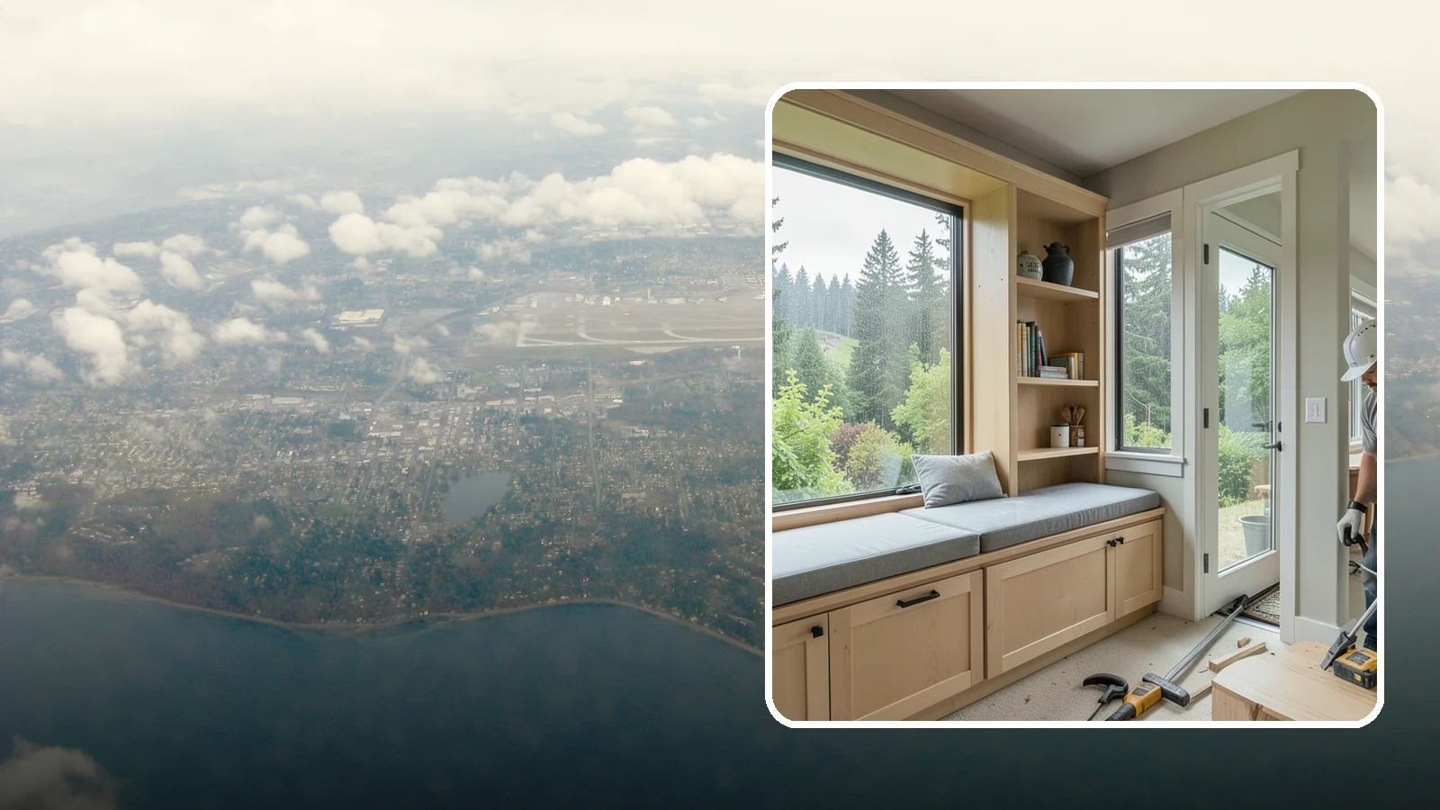 Window Seat Construction in Burien, King County, WA - A cozy custom window seat that adds seating, storage, and a favorite spot to watch the Northwest rain.
