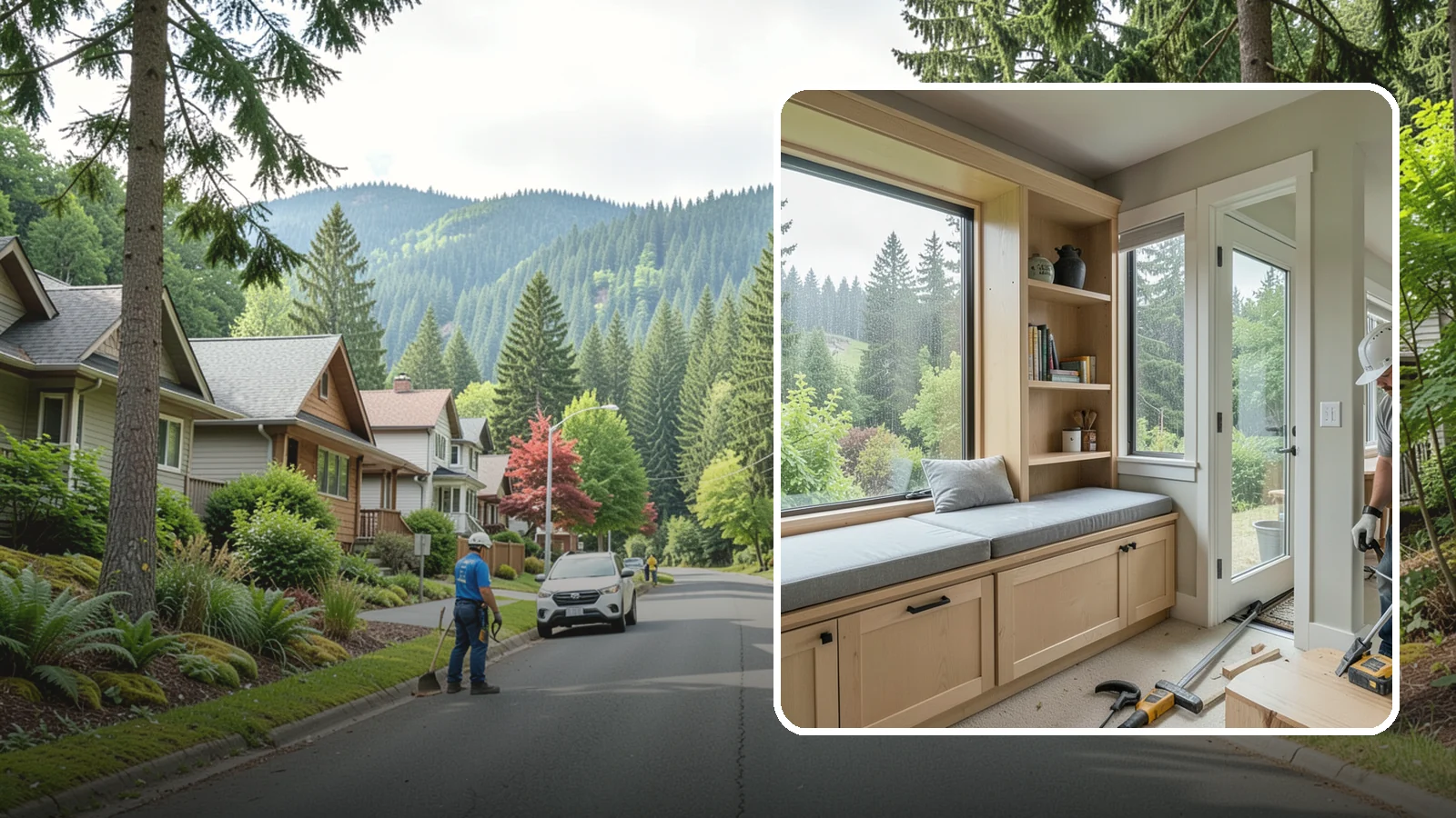Window Seat Construction in Darrington, Snohomish County, WA - A cozy custom window seat that adds seating, storage, and a favorite spot to watch the Northwest rain.
