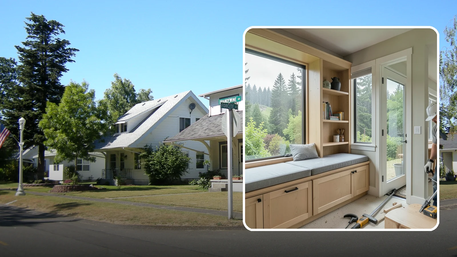 Window Seat Construction in DuPont, Pierce County, WA - A cozy custom window seat that adds seating, storage, and a favorite spot to watch the Northwest rain.