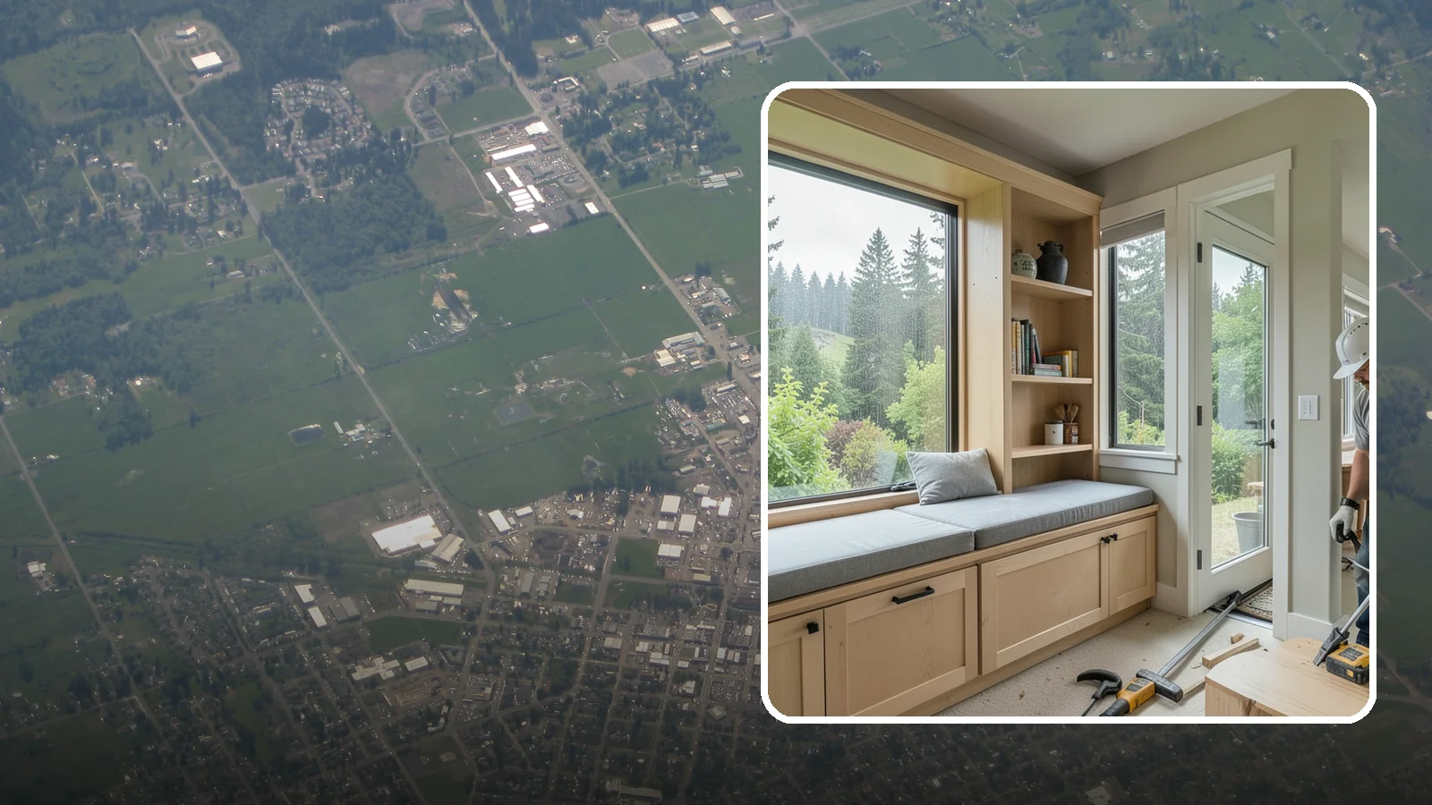 Window Seat Construction in Enumclaw, King County, WA - A cozy custom window seat that adds seating, storage, and a favorite spot to watch the Northwest rain.