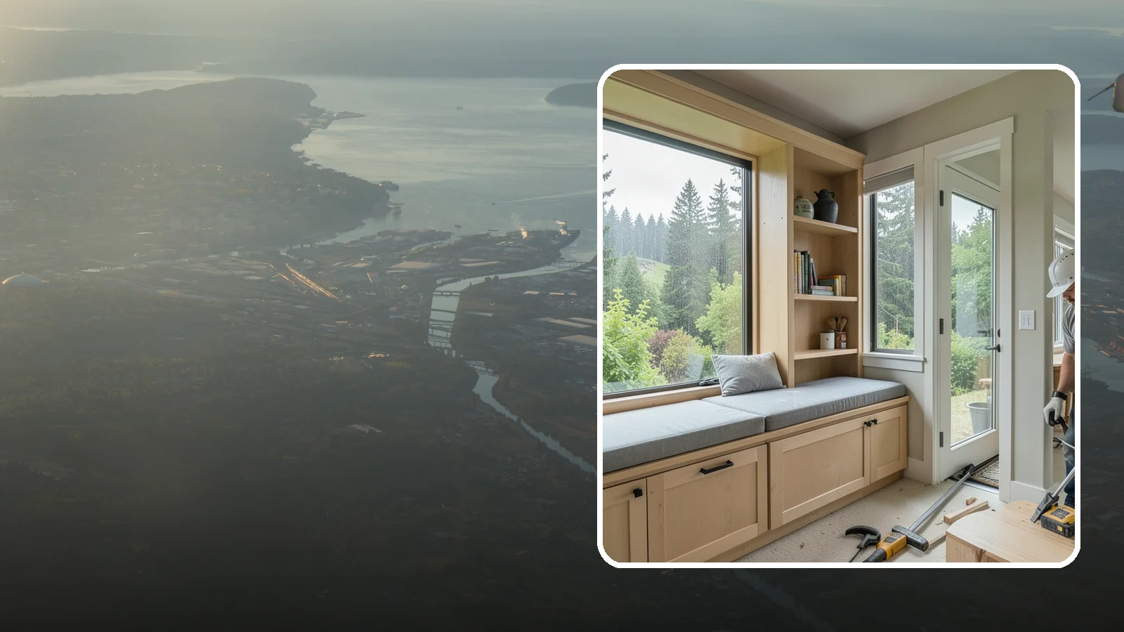Window Seat Construction in Fife, Pierce County, WA - A cozy custom window seat that adds seating, storage, and a favorite spot to watch the Northwest rain.