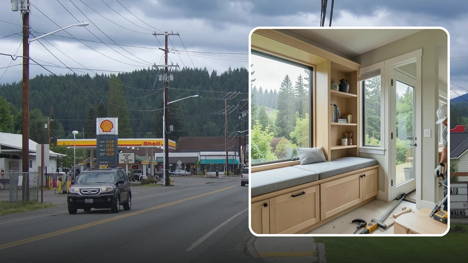 Window Seat Construction in Granite Falls, Snohomish County, WA - A cozy custom window seat that adds seating, storage, and a favorite spot to watch the Northwest rain.
