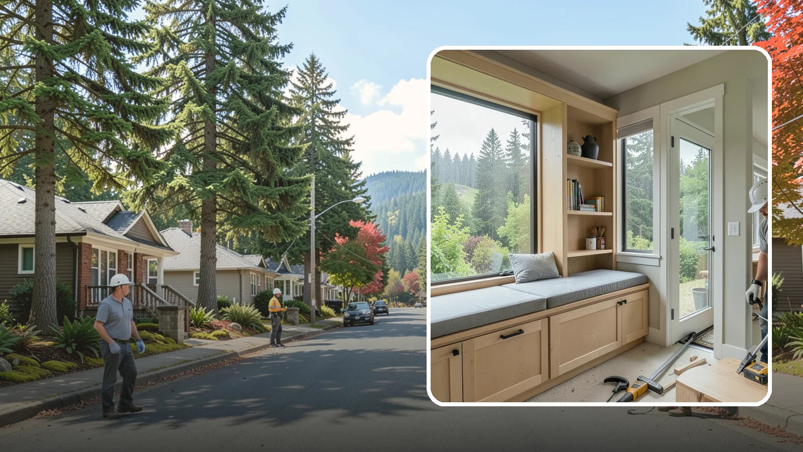 Window Seat Construction in Hunts Point, King County, WA - A cozy custom window seat that adds seating, storage, and a favorite spot to watch the Northwest rain.