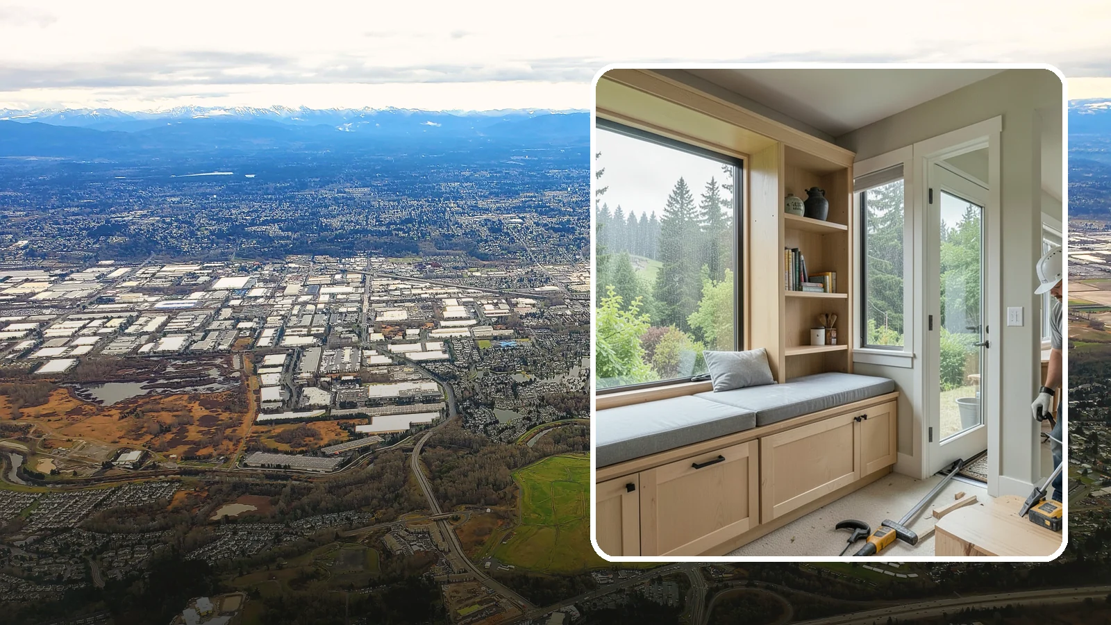 Window Seat Construction in Kent, King County, WA - A cozy custom window seat that adds seating, storage, and a favorite spot to watch the Northwest rain.
