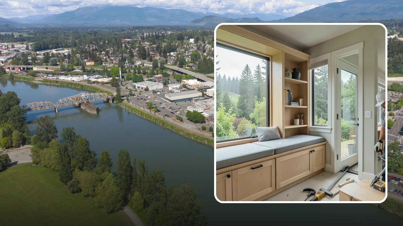 Window Seat Construction in Mount Vernon, Skagit County, WA - A cozy custom window seat that adds seating, storage, and a favorite spot to watch the Northwest rain.