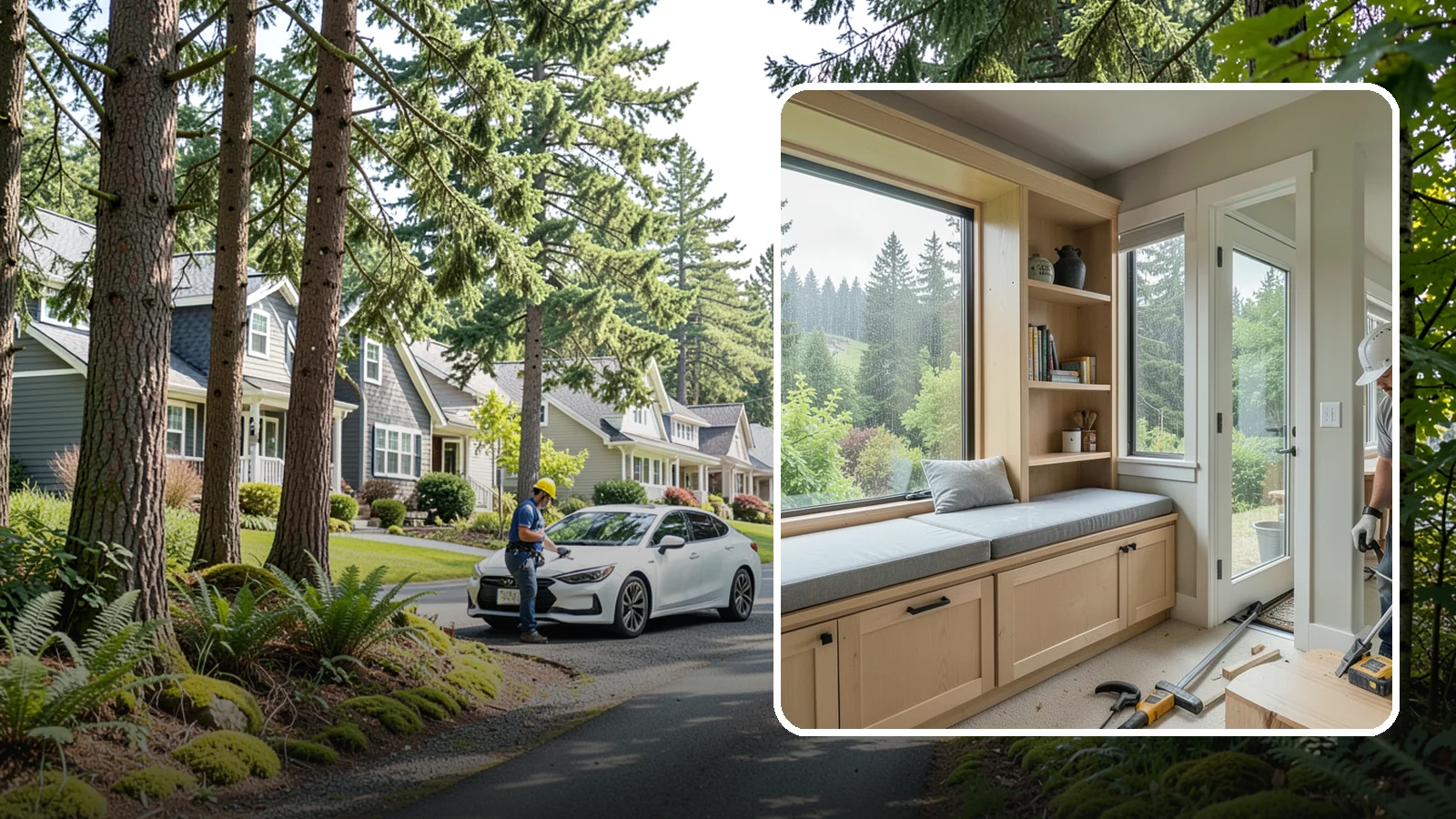 Window Seat Construction in Normandy Park, King County, WA - A cozy custom window seat that adds seating, storage, and a favorite spot to watch the Northwest rain.