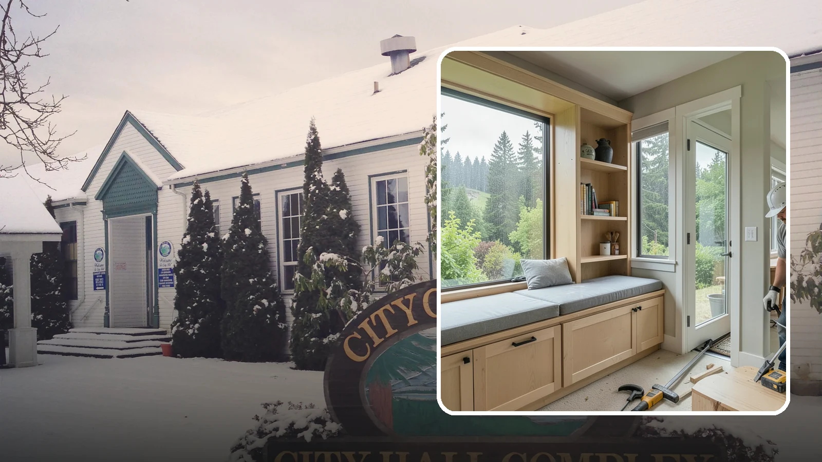 Window Seat Construction in Pacific, King County, WA - A cozy custom window seat that adds seating, storage, and a favorite spot to watch the Northwest rain.