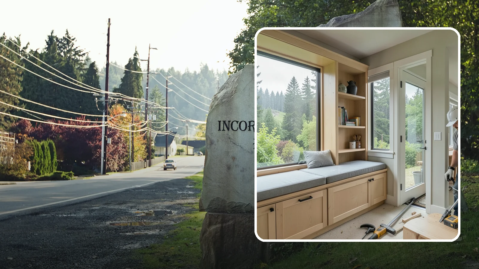 Window Seat Construction in Wilkeson, Pierce County, WA - A cozy custom window seat that adds seating, storage, and a favorite spot to watch the Northwest rain.