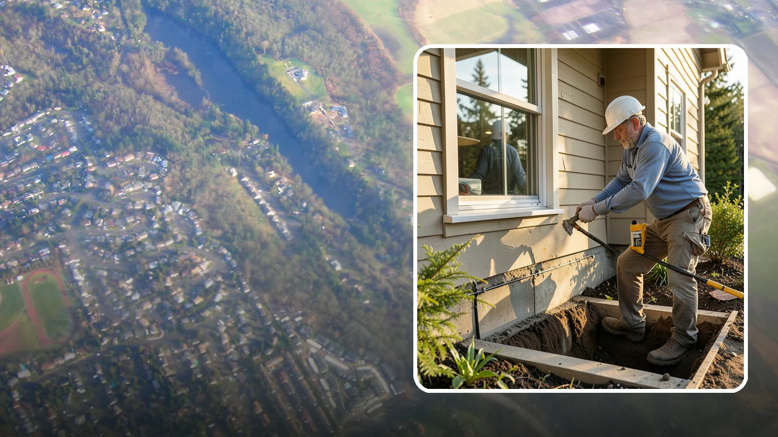 Window Well Installation in Algona, King County, WA - Installing drained window wells that hold back soil and manage groundwater around below-grade windows.