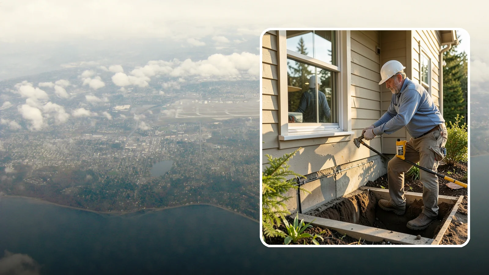 Window Well Installation in Burien, King County, WA - Installing drained window wells that hold back soil and manage groundwater around below-grade windows.
