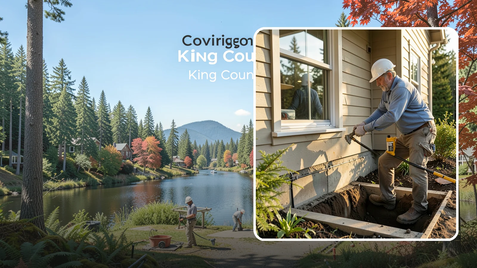 Window Well Installation in Covington, King County, WA - Installing drained window wells that hold back soil and manage groundwater around below-grade windows.