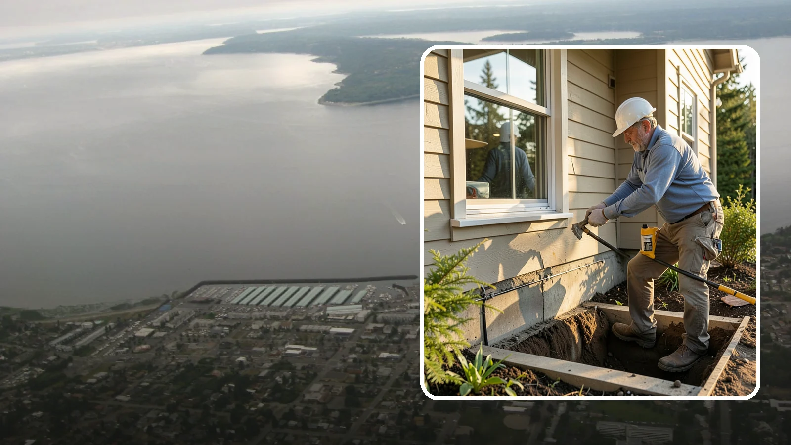 Window Well Installation in Des Moines, King County, WA - Installing drained window wells that hold back soil and manage groundwater around below-grade windows.